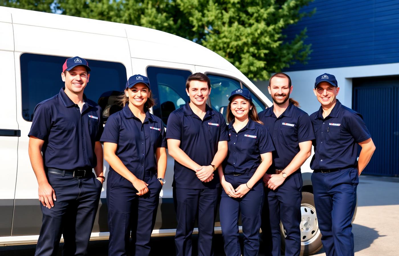 The Devoted Clean Corp cleaning team in uniform outside a client property